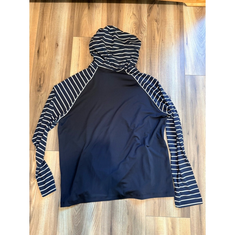 Liz Claiborne Safari Bound A-1 Black Striped Hooded Quarterzip Women's XL NWT - Picture 6 of 6